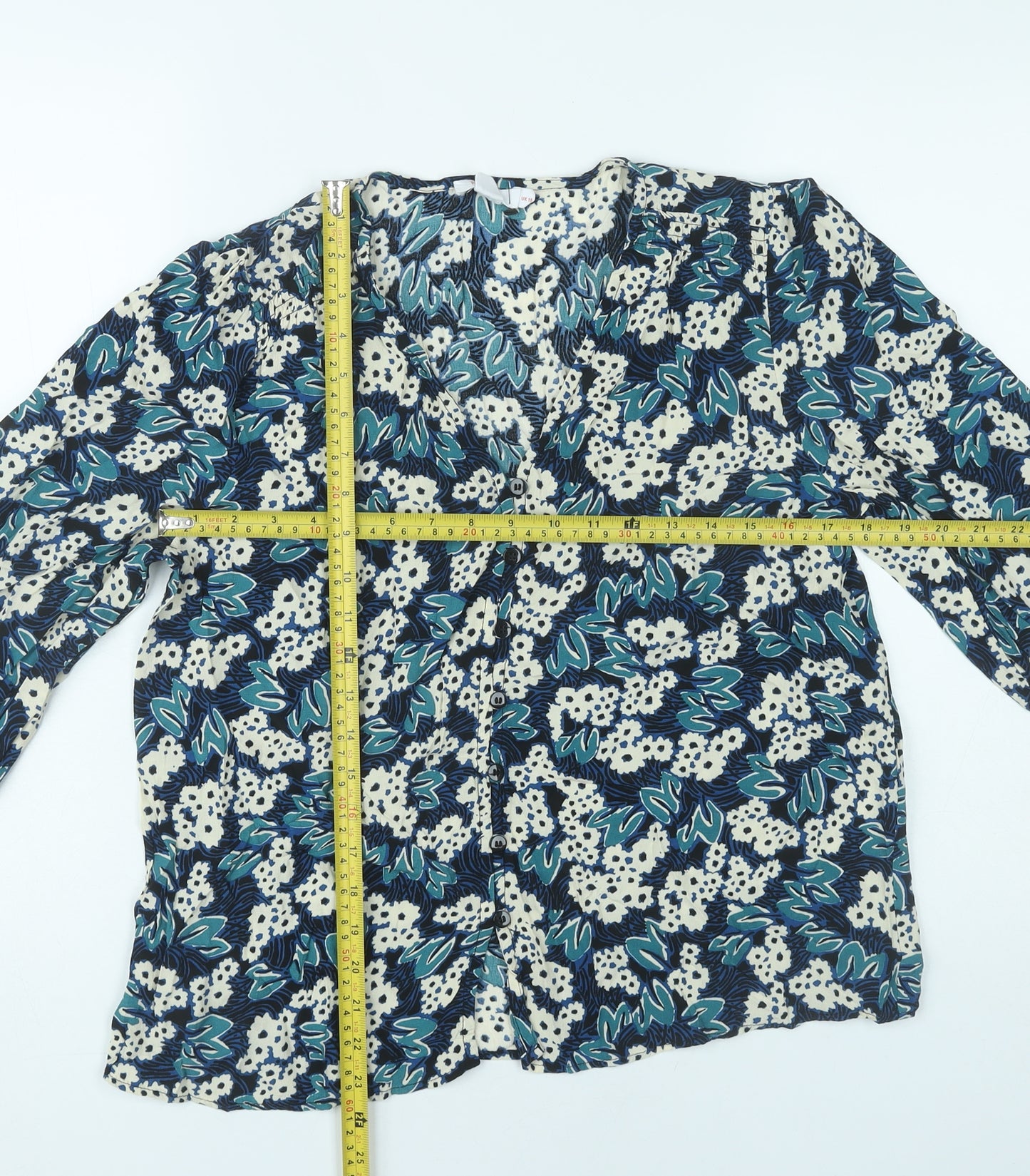 Finery Women’s Multicoloured Floral Blouse UK 16 Viscose Top
