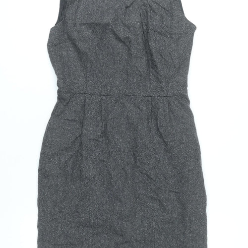 Monsoon Women’s Grey Wool Blend Sheath Dress UK 8 Knee Length Workwear