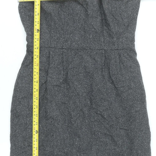 Monsoon Women’s Grey Wool Blend Sheath Dress UK 8 Knee Length Workwear