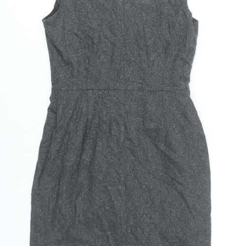 Monsoon Women’s Grey Wool Blend Sheath Dress UK 8 Knee Length Workwear