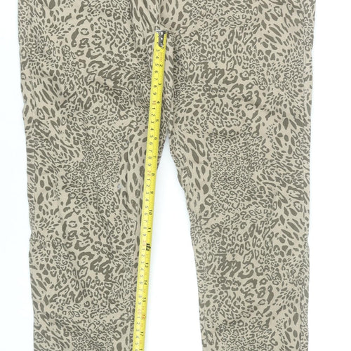 George Womens Beige Animal Print Skinny Jeans Size 12