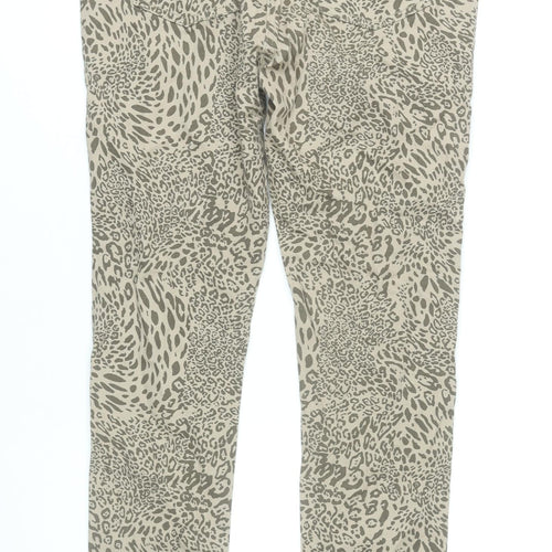 George Womens Beige Animal Print Skinny Jeans Size 12