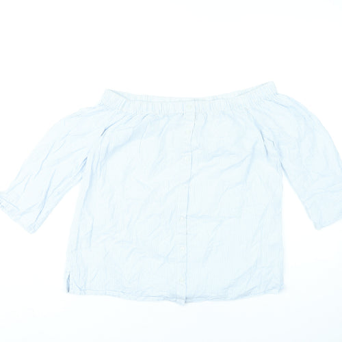 Dorothy Perkins Women’s Blue Striped Off Shoulder Blouse Size 10
