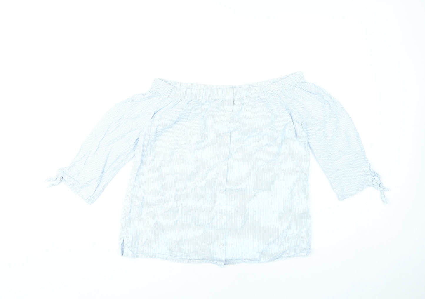 Dorothy Perkins Women’s Blue Striped Off Shoulder Blouse Size 10