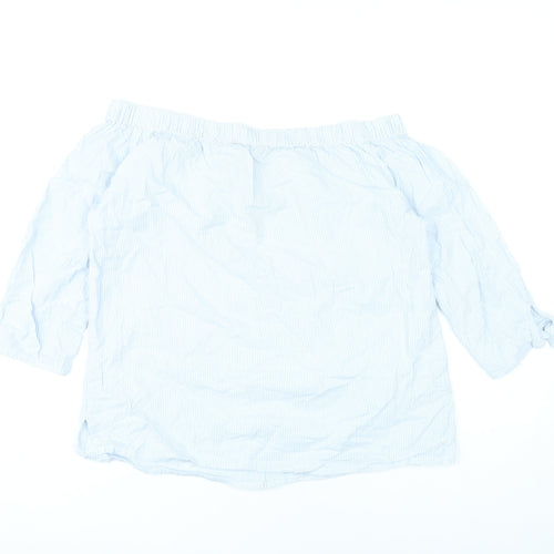 Dorothy Perkins Women’s Blue Striped Off Shoulder Blouse Size 10