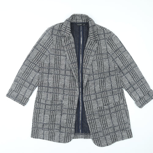 F&F Women's Grey Check Coat UK 12 Mid-Length Overcoat