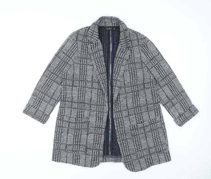 F&F Women's Grey Check Coat UK 12 Mid-Length Overcoat