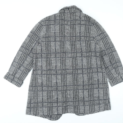 F&F Women's Grey Check Coat UK 12 Mid-Length Overcoat