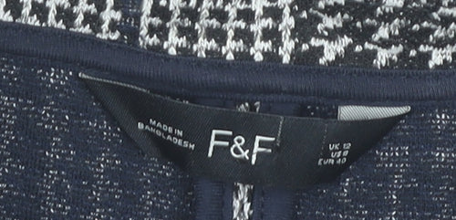 F&F Women's Grey Check Coat UK 12 Mid-Length Overcoat