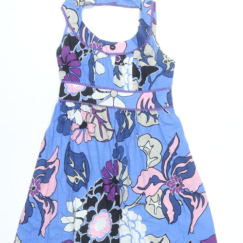 Next Petite Women’s Blue Floral A-Line Halter Dress Size 8