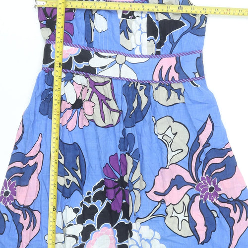 Next Petite Women’s Blue Floral A-Line Halter Dress Size 8