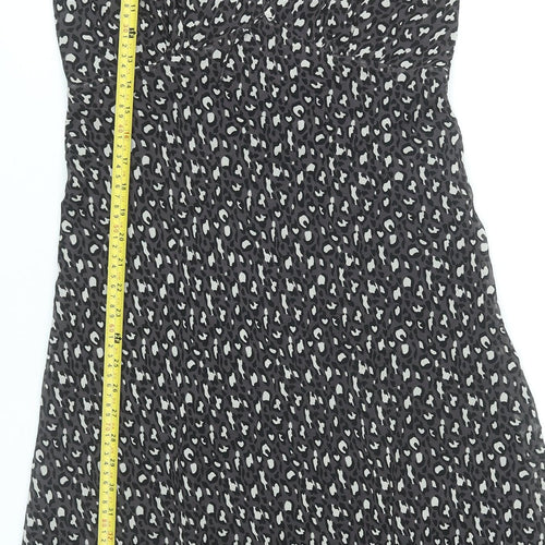 Linea Women’s Black Animal Print Silk A-Line Dress Size 12