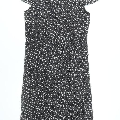 Linea Women’s Black Animal Print Silk A-Line Dress Size 12