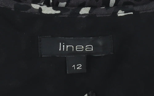 Linea Women’s Black Animal Print Silk A-Line Dress Size 12