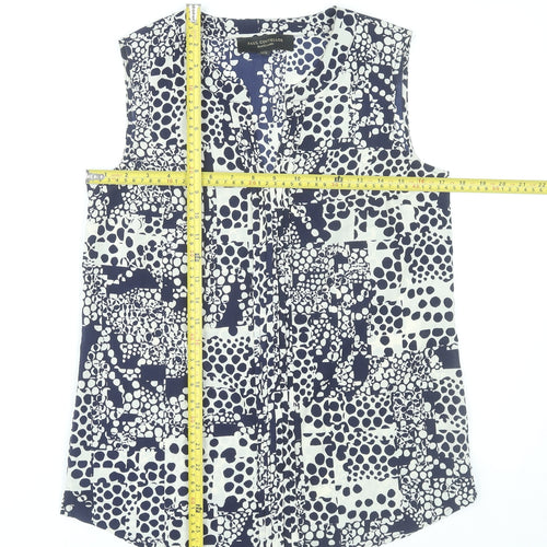 Paul Costelloe Women’s Blue Geometric Sleeveless Blouse UK 10