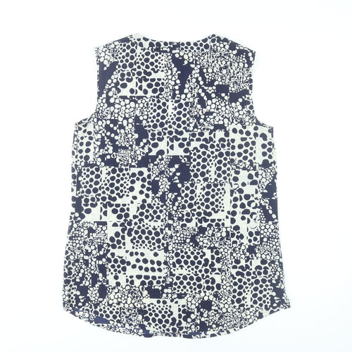 Paul Costelloe Women’s Blue Geometric Sleeveless Blouse UK 10