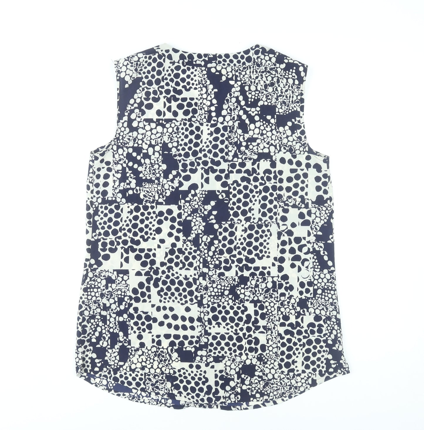 Paul Costelloe Women’s Blue Geometric Sleeveless Blouse UK 10