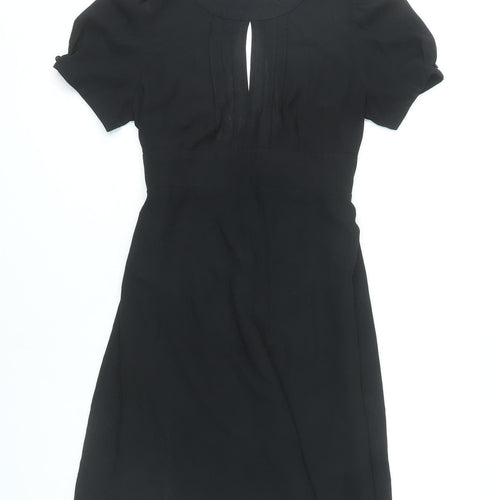 Topshop Women’s Black Size 10 Fit & Flare Short Sleeve Dress