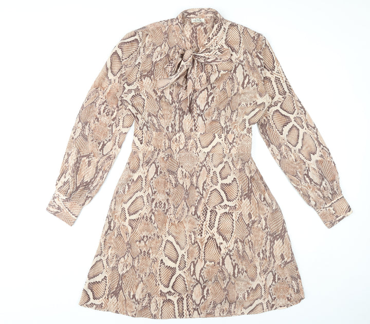 River Island Women’s Brown Snake Print Mini Shift Dress UK 10
