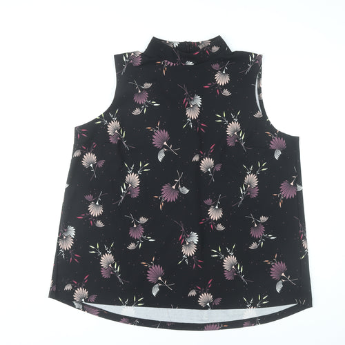 Next Womens Black Floral Sleeveless High Neck Blouse UK 20