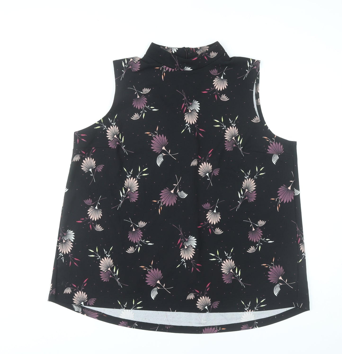 Next Womens Black Floral Sleeveless High Neck Blouse UK 20