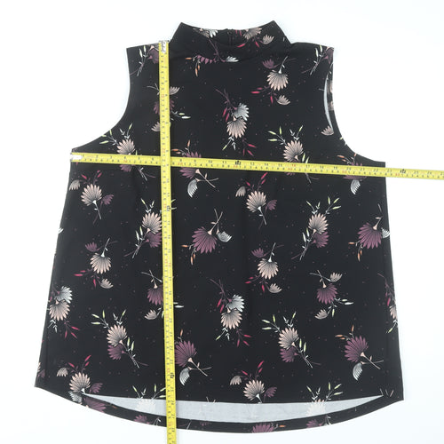 Next Womens Black Floral Sleeveless High Neck Blouse UK 20
