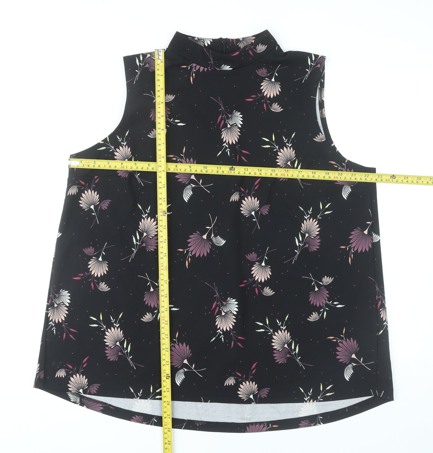 Next Womens Black Floral Sleeveless High Neck Blouse UK 20
