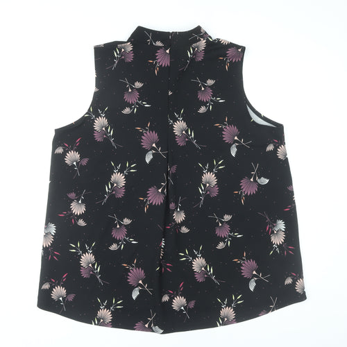 Next Womens Black Floral Sleeveless High Neck Blouse UK 20