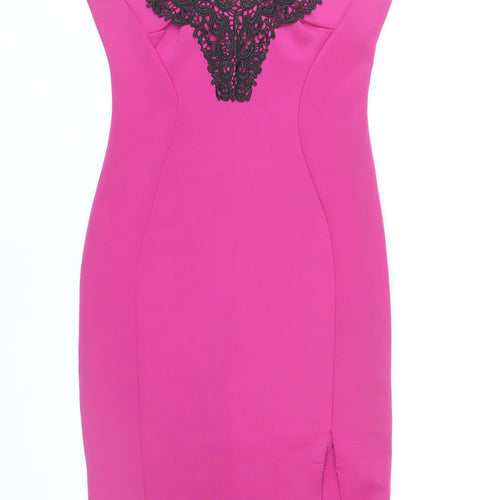 New Look Women Pink Bodycon Knee Length Dress Size 12 Party