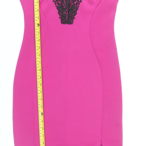 New Look Women Pink Bodycon Knee Length Dress Size 12 Party