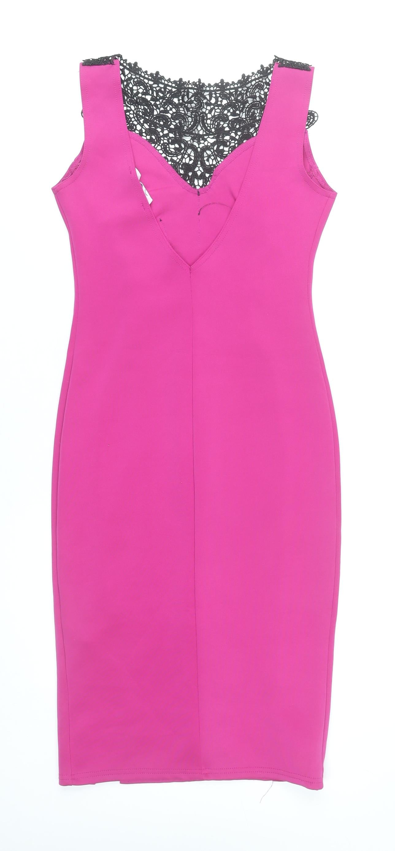 New Look Women Pink Bodycon Knee Length Dress Size 12 Party