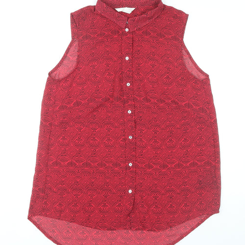 H&M Women’s Red Geometric Sleeveless Blouse Size 8
