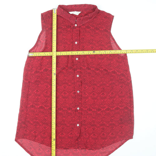 H&M Women’s Red Geometric Sleeveless Blouse Size 8