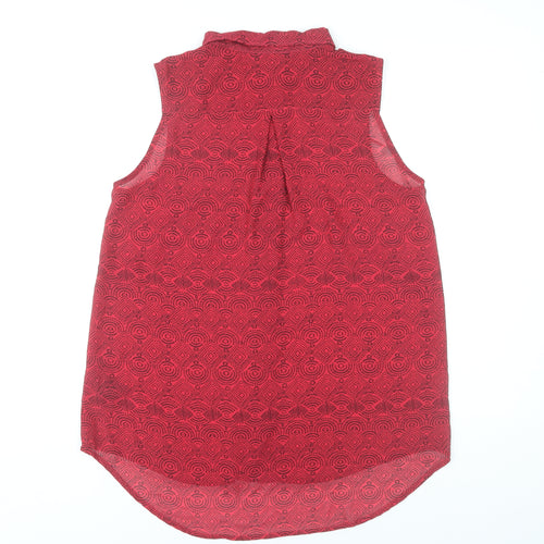 H&M Women’s Red Geometric Sleeveless Blouse Size 8