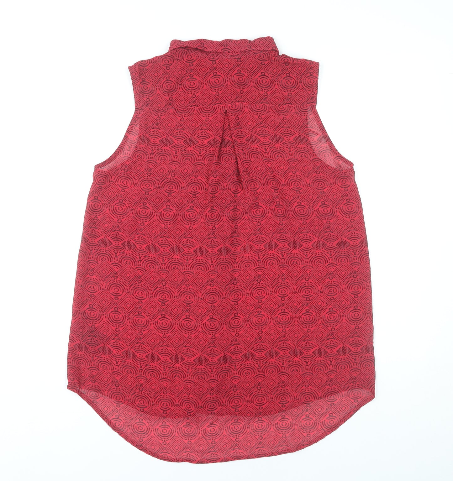 H&M Women’s Red Geometric Sleeveless Blouse Size 8