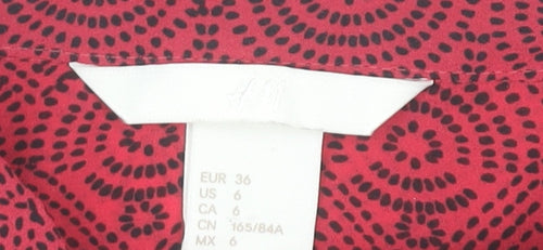 H&M Women’s Red Geometric Sleeveless Blouse Size 8