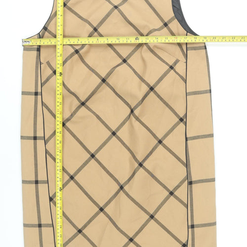 Next Women Beige Check Sleeveless Sheath Dress Size 14