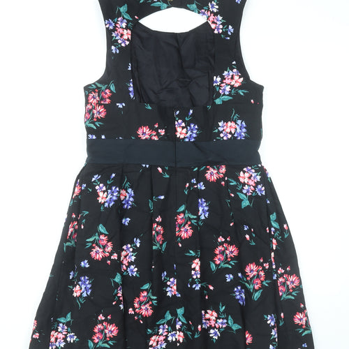 Monsoon Women’s Black Floral Fit & Flare Dress Size 14 Sleeveless