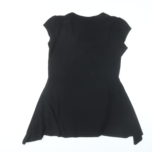 Wallis Women Black M Trapeze Swing Dress Beaded Scoop Neck Party