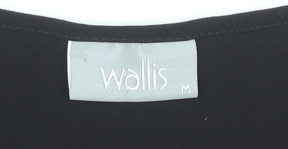 Wallis Women Black M Trapeze Swing Dress Beaded Scoop Neck Party