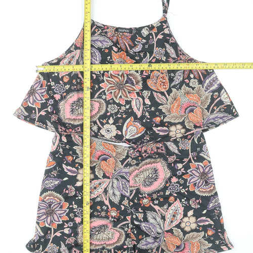 Boohoo Womens Multicoloured Floral Playsuit Size 14 Summer Casual
