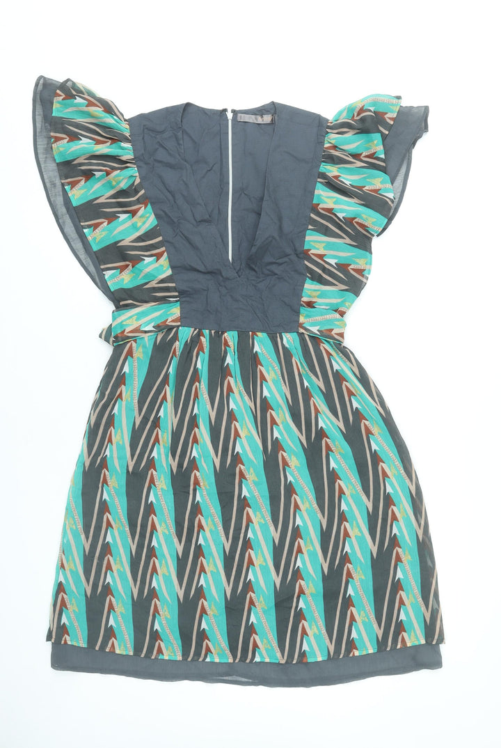 Reef Women’s Multicoloured A-Line Short Flutter Sleeve Dress M