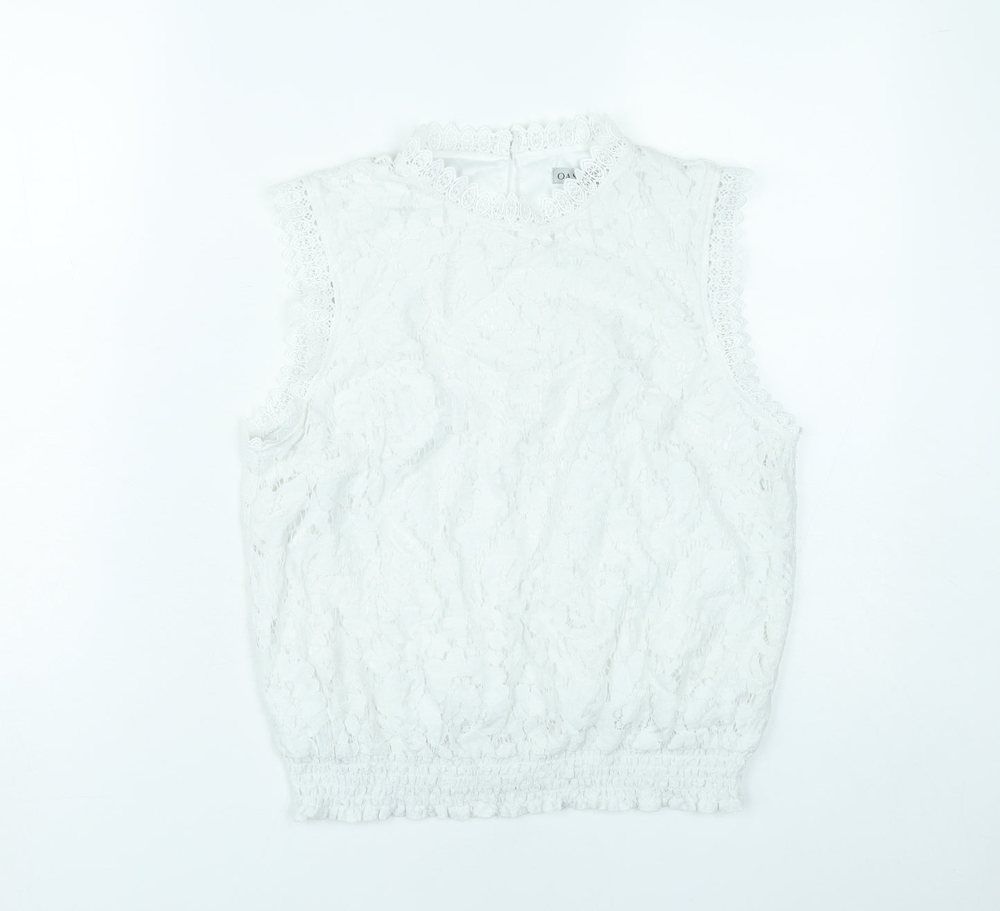 Oasis Womens White Lace High Neck Sleeveless Blouse UK 12