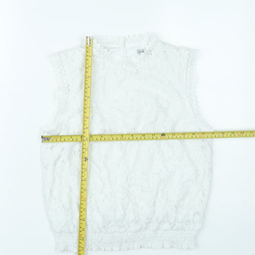 Oasis Womens White Lace High Neck Sleeveless Blouse UK 12