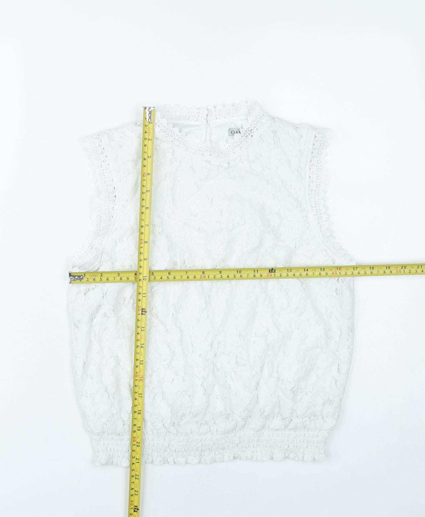 Oasis Womens White Lace High Neck Sleeveless Blouse UK 12