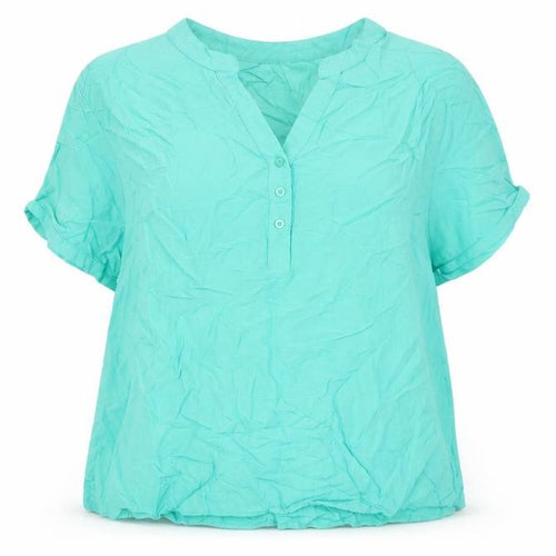 Menglu Fashion Women’s Green 2XL Blouse V-Neck Short Sleeve Lightweight