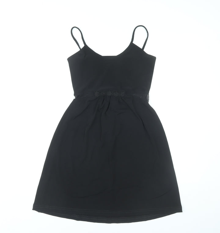 Monsoon Women’s Black L Slip Dress V-Neck Classic Knee Length