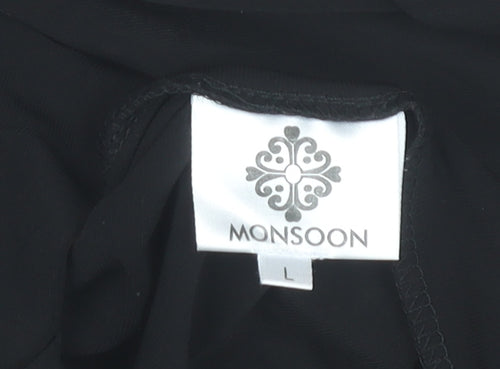 Monsoon Women’s Black L Slip Dress V-Neck Classic Knee Length