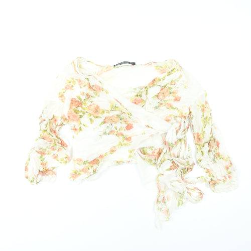 Zara Woman Floral Wrap Blouse Women Multicoloured Size S Long Sleeve