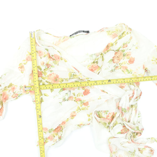 Zara Woman Floral Wrap Blouse Women Multicoloured Size S Long Sleeve